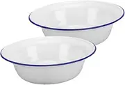 UTHCLO 2pcs Vintage Enamel Soup Bowl Set Large Capacity Food Grade Ramen Bowl Salad Serving Bowl