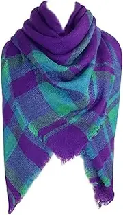 Oversized Plaid Scarves Cashmere Shawl-Women's Winter Tartan Scarf Wrap Warm Tassels Pashmina