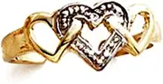 [JewelryWeb] 14k Two Tone Gold Diamond 3 Love Hearts toe ring-toe ring for Women