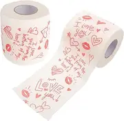 2 Pack Valentines Day Toilet Paper Rolls Romantic Bathroom Tissue for Festive Bath Tissue Rolls Soft Paper Tissue for Holiday Large Paper Tissue Squares