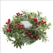 Christmas Mistletoe Rattan with Lamp String Artificial Mistletoe Leaves Berries String-Red