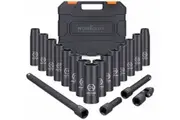 19Pc 1/2" Drive Deep Impact Socket Set Extension Bars Flexible Adapter 10-24mm