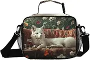Insulated Lunch Box Fox Sofa Wine for Women Men - Ideal for Work, Picnics - Includes Adjustable Shoulder Strap