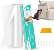 Cat Scratch Furniture Protector, 160"X12" Sticky Couch Cover, Clear Plastic (30