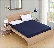 [BoNene] Queen Sheets Solid Color Fitted Sheet Mattress Cover with All-Round Elastic Rubber Band Bed Sheet for Twin Full Queen King Single Double Size Queen Sheet Set (Color : Navy Blue, Size : Belgium)