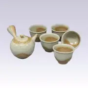 Tokoname Kyusu Teapot set - ISSIN - Gray glaze - 330cc/ml - 1pot & 5yunomi cups