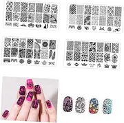 Beatifufu Nail Stamping Templates 4 Pack Nail Art Stencil Kit for Salon Equipment