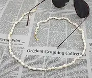 [Davi Atelier] Eyeglass Chains for Women Beaded Reading Glasses Cords Sunglasses Holder String Holder Strap Lanyards Eyewear Retainer (Shell)