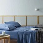 Bianca Natural Sleep Recycled Cotton Bamboo Flat Fitted Sheet Set Blue Double