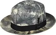 [Bailey] Men's Derwent Straw Fedora Hat, Black/White, Large