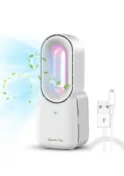 Desk Fan,Portable Bladeless Fan with 5 Colors Touch Control LED