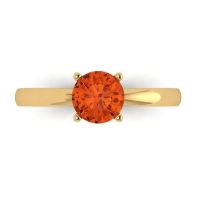1Ct Round Cut Red Gemstone Gold Solitaire Engagement Promise Statement Ring