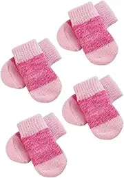 Alasum 2Sets Comfortable Non Slip Elastic Pet Dog Socks Slip Socks for Dogs Cute Cartoon Design Breathable Material for Indoor Outdoor Use