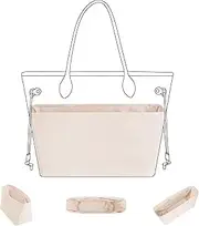 [DGAZ] Purse Organizer Insert Fits LV Neverfull Mini/PM/MM/GM Bags，Silk Bag Organizer，Luxury Handbag & Tote Shaper（Craie，PM）