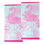 Renee Taylor Jacquard Velour Tropical Flamingo Kids Beach Towel 2 Pack