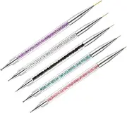 MERRYHAPY 5pcs Dual Ended Nail Art Pens Set with Rhinestone Rods Versatile Drawing Liner Dotting Tool for Nail Personal Use for Fine Detailing