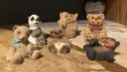 LOT Collection of 6 Miniature MINI TEDDY Panda Grizzly Black BEARS VINTAGE