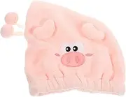 ASAKKURA Cute Cartoon Hair Drying Cap for High Absorbent Coral Fleece Towel Wrap Lightweight Shower Cap for Quick Drying Comfortable Fit with Elegant Embroidery
