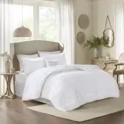 Madison Park Celeste Comforter Set-Textured Luxury Design King, White 5pcs