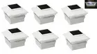 6 Pack White Outdoor Solar Powered LED 4 x 4 Fence Post Cap Lights For PVC Post
