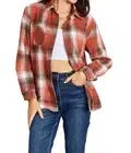 Double Take plaid button-up shirt with contemporary flair Ochre