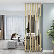 Modern Metal Partition Column, 7 Pcs Room Divider Post Privacy Screens, Divider Floor to Ceiling, Indoor Cubicle Decor Divider Column with Adjustable Feet(Gold,205cm/80.7in/6.72ft)