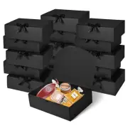 12Pack Black Gift Boxes with Lids, 12×9.8×3.1 Inch Groomsmen Proposal Box, Lu...