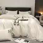 4 Pieces Satin Duvet Cover Full/Queen Size Luxury Silky Bedding Set Sheet