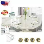 Waterproof Round Table Protector - 60 Inch Clear PVC Cover for Home & Office