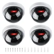 4 Pcs Fake Security Camera Dummy Dome Cameras with Red Light & Screw, White