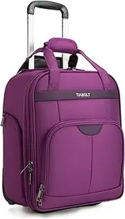 [TIAWOLT] Underseat Carry on Luggage with Wheels,16-inch Airline Approved Personal Item Stylish Softside Underseater Suitcases with Wet/Dry Pockets,Overnight Rolling Carry-on Bag for Short Trip, Purple,