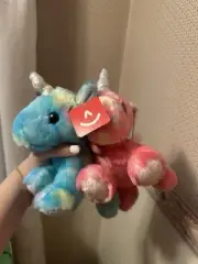NWT Aurora Mini Flopsie Blueberry Ripple & Jellyroll Pink & Blue Unicorn Plush
