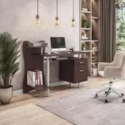 TECHNI MOBILI Computer Desk Rectangular W/ Keyboard Tray Chocolate 2 Drawer