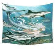 Sirens Mythology Art Dolphins and Mermaid Tapestry