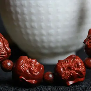 非洲小葉紫檀雕刻佛珠手串十八羅漢雙面佛祖頭贊比亞血檀單圈手鏈
