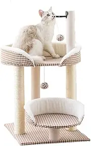 Cat Tree Cat Tower for Indoor Cats Cute Cat Tree Condo with Scratching Sisal Posts Dangling Ball Toys for Kittens 2-Level Pet Play Climbing Stand (Brown)