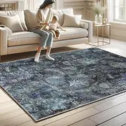 Smarcute Bohemian Area Rug for Living Room Floor Mat Machine Washable Rug Non-Slip Floor Carpet for Bedroom Nursery Large Rug with Soft Low Pile for Home Decor (Paisley, 122 * 183cm)