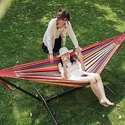 Hammock with Stand, Ultralight Travel Camping Double Hammock, Bearing 350 kg, can be Adjusted to Prevent Rollover, can be Used for Travel, Beach, Garden,5