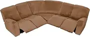 MINGPINHUIUS 7 Piece Velvet Sectional Sofa Covers Recliner Sofa Cover New Sofa Slipcover with Elastic Straps Anti-Slip Universal Interior Sofa Seat Cushion Covers for Living Room (Leather-Brown)