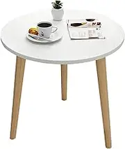 Round Side Table, White Nightstand End Table for Small Spaces, Living Room, Bedroom, Balcony, Easy Assembly Table with Legs, 60 x 52 cm