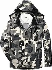 [Generic] Fall Jacket Men Camouflage USB 3 Heating Warm And Jackets Hiking Velvet With Detachable Area Heating Coat Hat Man Color Windproof Men's Coats Jackets Tall Coat