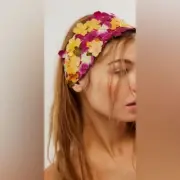 Free people curried myrrh Ava soft purple flower headband NWT