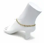 ITALIAN CUBAN LINK CHAIN ANKLET 5mm 10" ANKLE BRACELET 14K GOLD PLATED