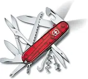 Victorinox Huntsman Lite Swiss Army Knife, Medium, Multi Tool, Camping Knife, 21 Functions, Blade, LED, Red Transparent