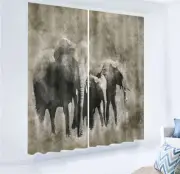 Gray Elephant Nice Dust 3D Curtain Blockout Photo Printing Curtains Drape Fabric