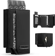 [VULKIT] Mens Wallet for Max.12 Cards with Pop-Up Credit Card Ejector Case, ID Window, Cash/Bills Compartment and Coin Pocket, Hook and Loop Closure, Giftbox Packed, Black Oxford Fabric