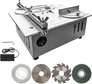 ZALASUNG Small Table Saw with 4 Blades, 63mm, 0-90° Angle, 7 Speeds, Height Adjustable, Mini DIY Woodworking Saw