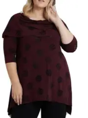 TS Taking Shape Plus Sz L 22 Rush Hour Top 3/4 Sleeve Curved Hem RrpS120