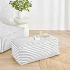 Cadence & Co. Oscar Faux Linen Ottoman Bean Bag Cover Dove Grey