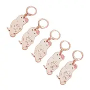 5PCS Stitch Markers Owl Pendant Marking Buckle Rings Rose Golden